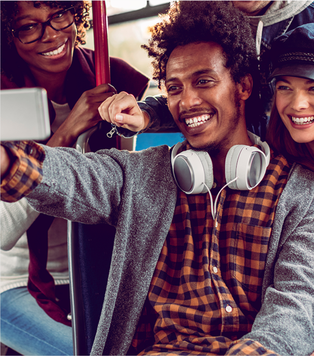 Three friends laughing