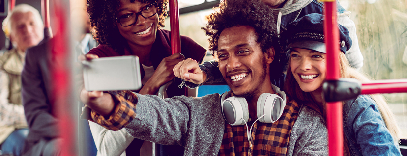 Three friends laughing